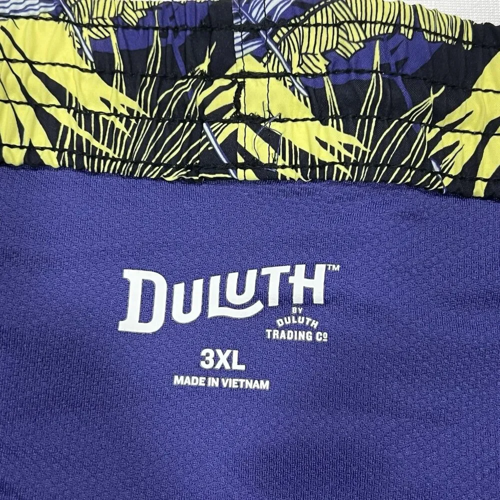 Duluth Men Swim Trunks Tropical Blue Green Beach Surf Water Shorts Lined Sz‎ 3XL